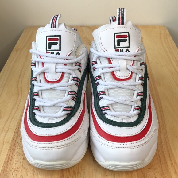 FILA sneakers RAY “Italy” 3RM00672-124 size 4 kids white red green holiday color - Picture 3 of 12